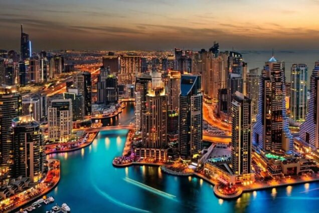 Illuminated Burj Khalifa and modern city skyline featured in our luxury Egypt and Dubai tour package